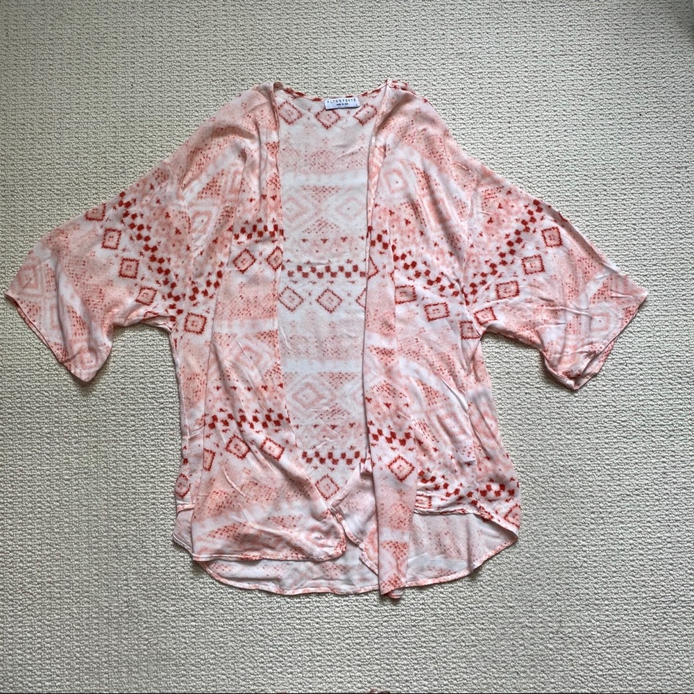 Flynn Skye open front pink printed short duster size Small